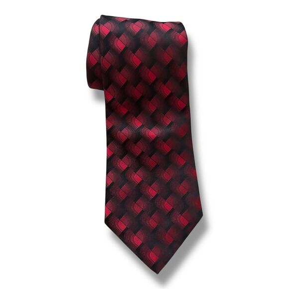 Red Wine Murano Modern Tie 59” X 3.75” Small Squares Men Collection - Picture 3 of 4